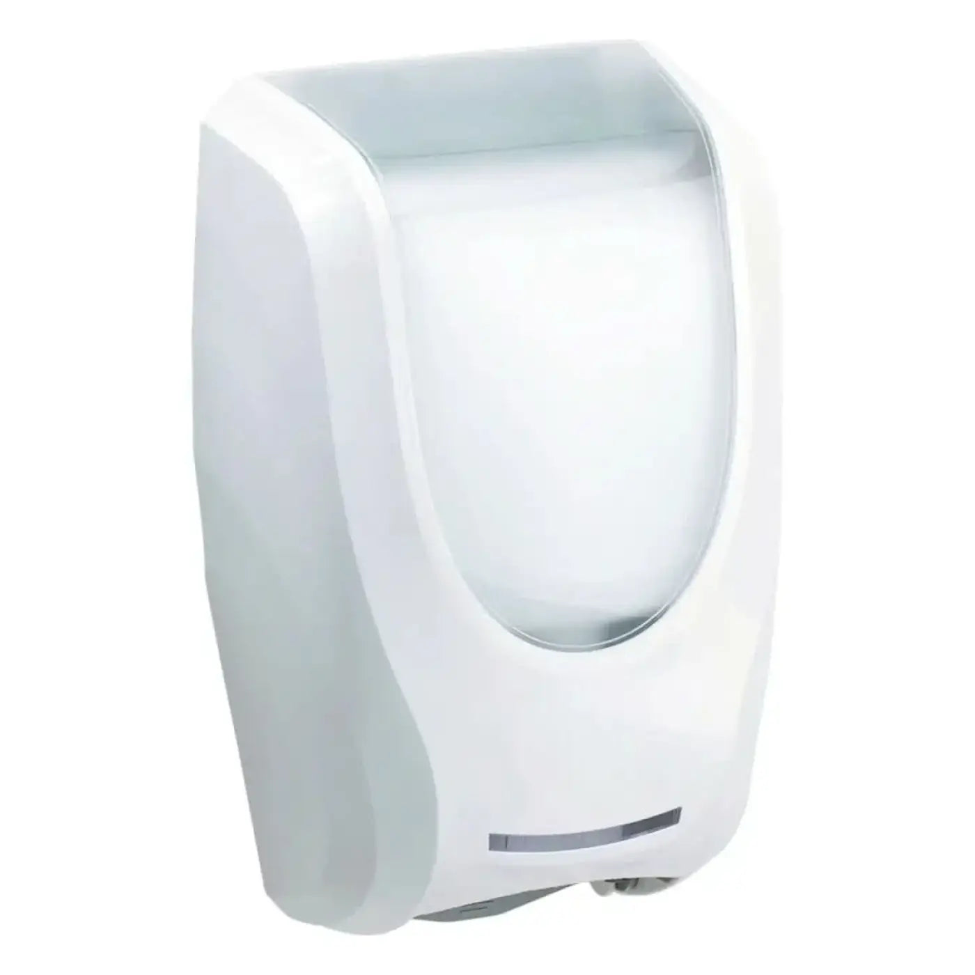 Weißer kunststoff wandmontierter berührungsloser physioderm spender für 1l neptune flasche mit transparentem frontpanel