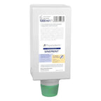 Weißer plastikspender für handcreme mit grünem pumpkopf von physioderm sineprint zur hautschutzpflege