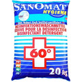 Sanomat desinfektionswaschmittel 20 kg blaue weiße gestreifte tasche mit rotem kreuz und 60 grad kennzeichnung