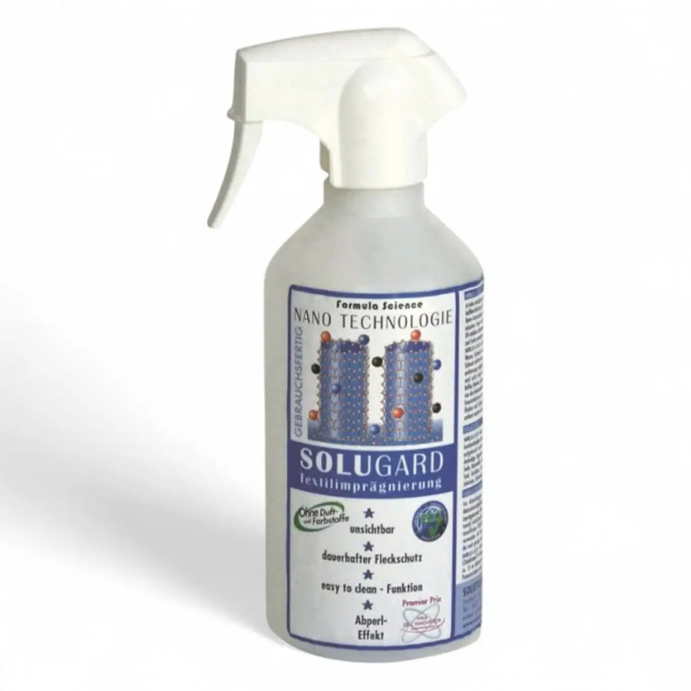 Weiße sprühflasche solugard textilimprägnierung 500ml von solution glöckner zum schutz vor textilflecken