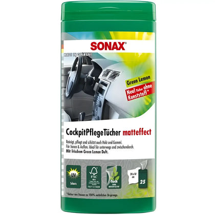 Toallitas para cuidado del salpicadero Sonax Green-Lemon efecto mate caja