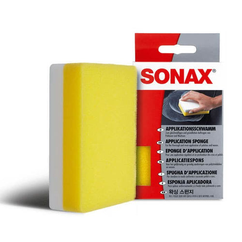 Sonax applikationsschwamm mit gelb-weißem doppelseitigem schwamm für effiziente oberflächenanwendung