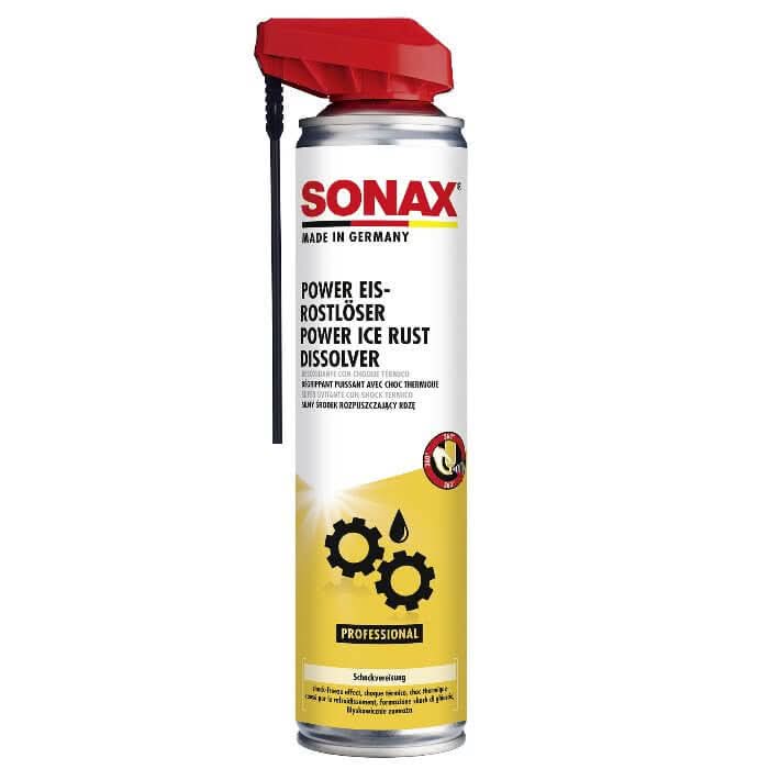 Rote und silberne sonax powereis rostlöser aerosoldose mit rotem sprühkopf 400ml für schnelle rostentfernung