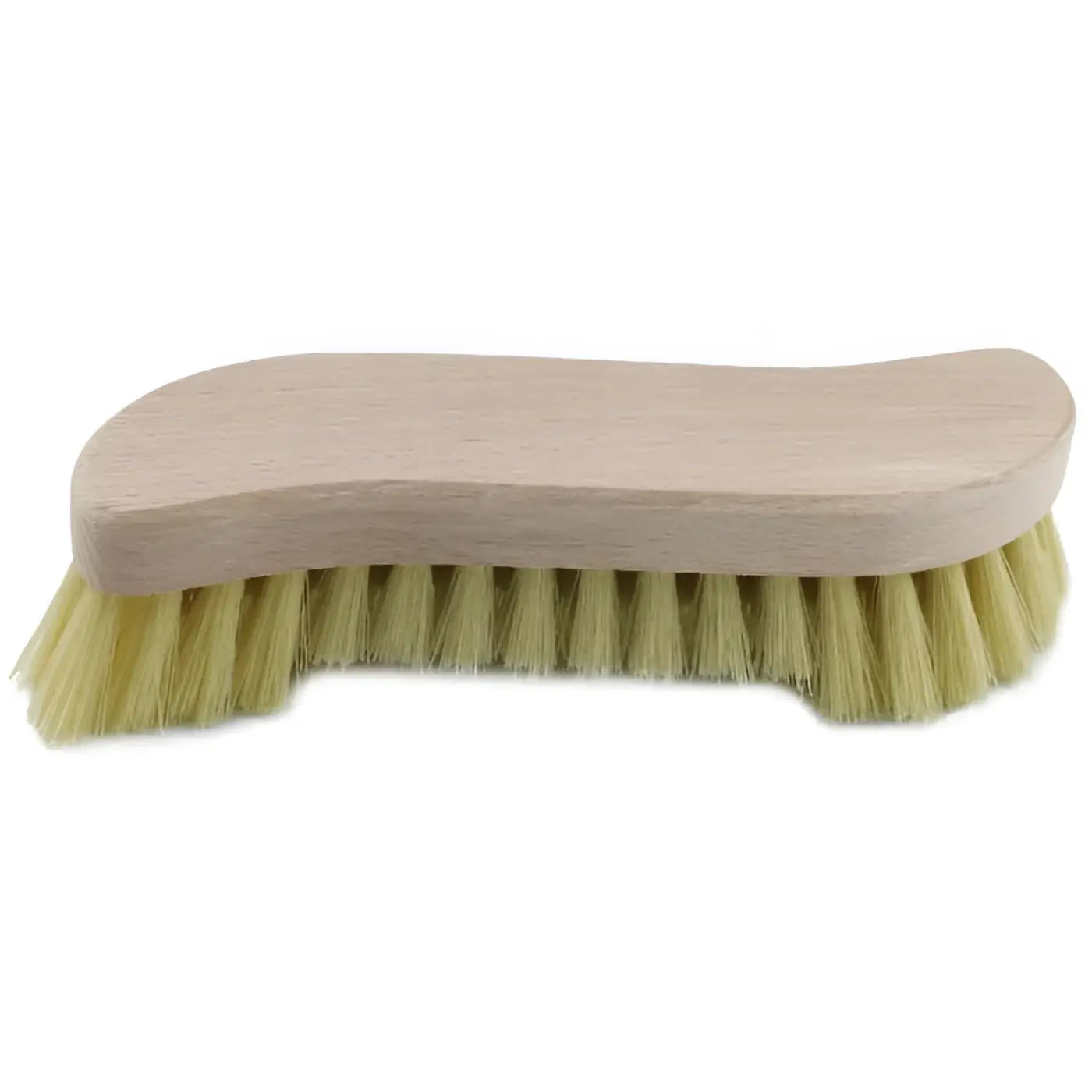 Sorex waschbürste s-form mit bart mit hellen holzgriff und dichten blassgelben borsten