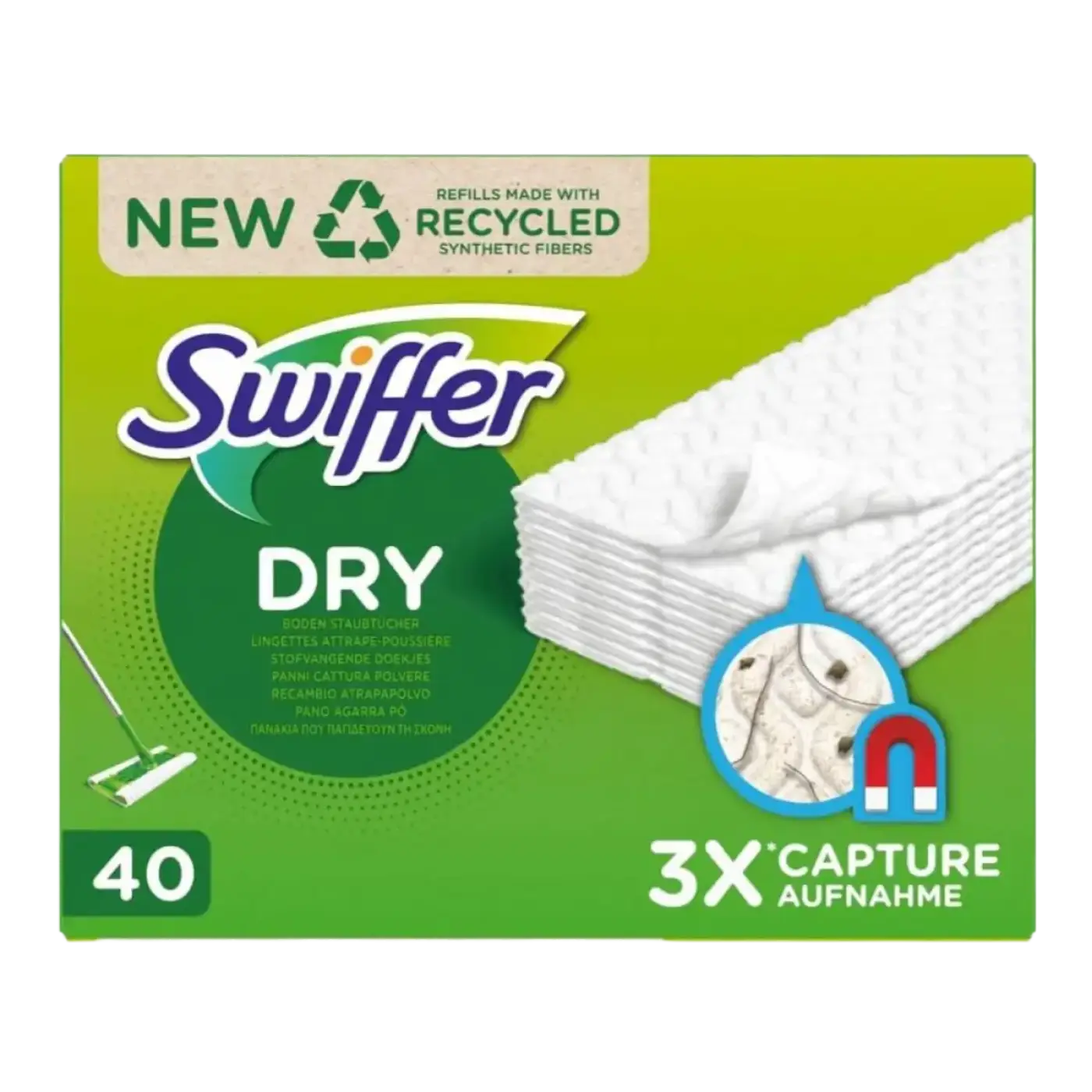 Swiffer sweeper bodentücher 40 stück weiß aus recycelten synthetischen fasern trockene ersatzpads