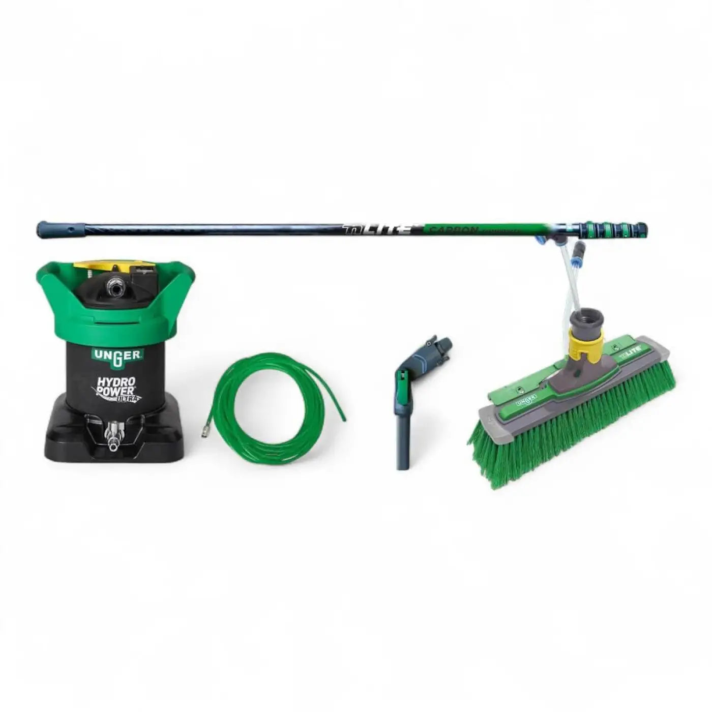 Grünes und schwarzes unger dink1 hydropower ultra s druckwaschersystem mit verlängerbarer düse schlauch und bürste