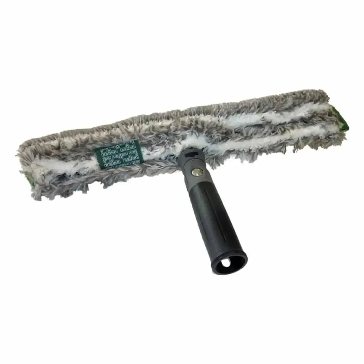 Grauer und weißer mikrofaser-reinigungskopf mit schwarzem griff für fenster und glasflächen ungder ergotec ninja einwascher na mit bezug