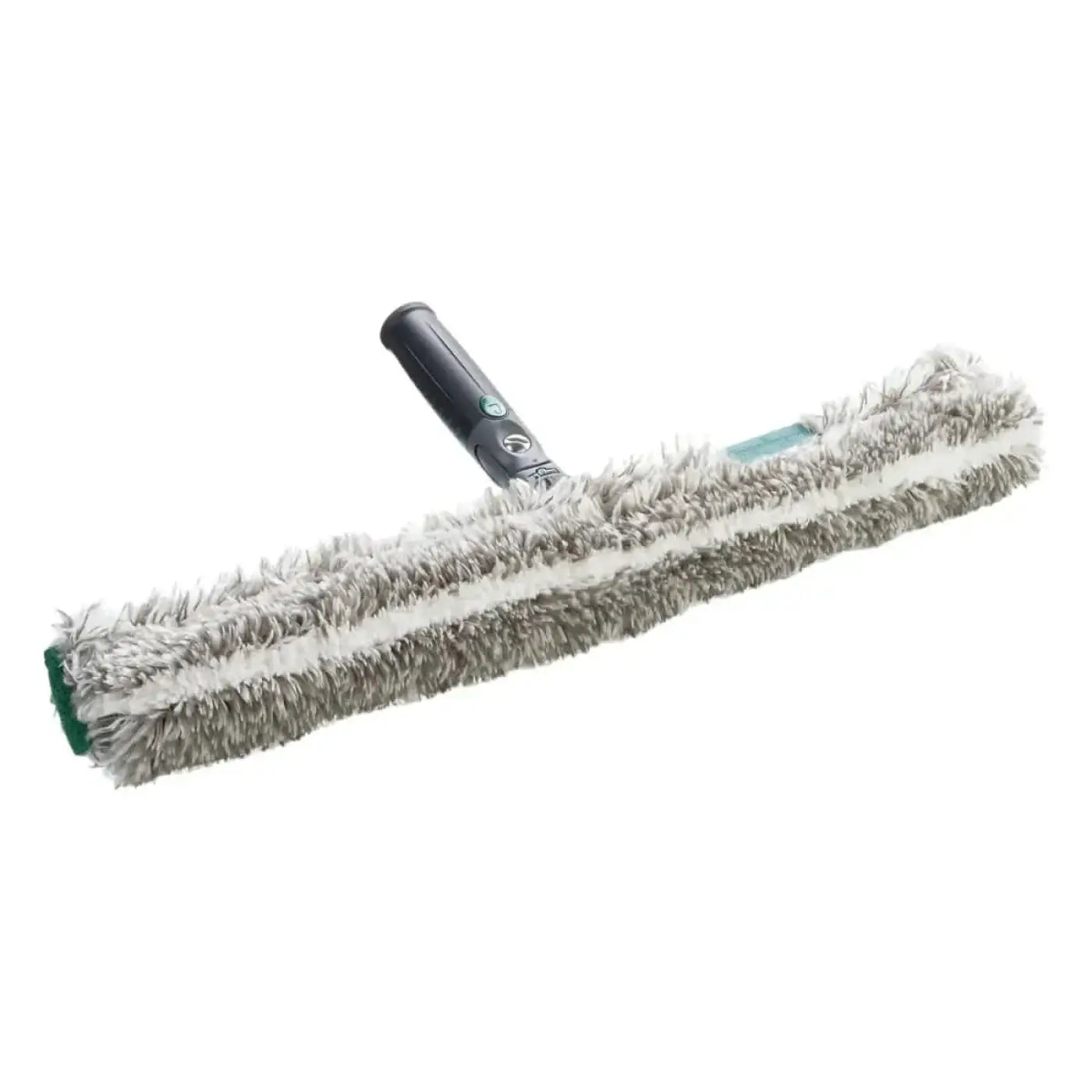 Grauer und weißer mikrofaser-fenstersauger mit schwarzem griff im unger ergotec ninja starter fensterputzer-set 2in1 akn10