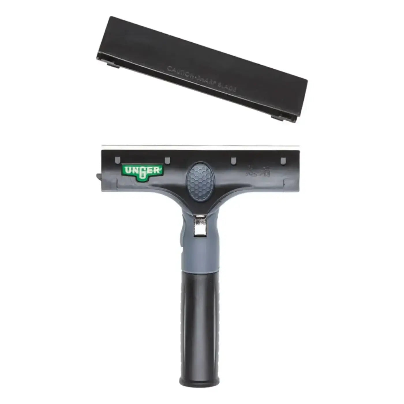 Schwarzer unger ergotec ninja schaber squeegee mit strukturiertem griff und abnehmbarem klingenblatt
