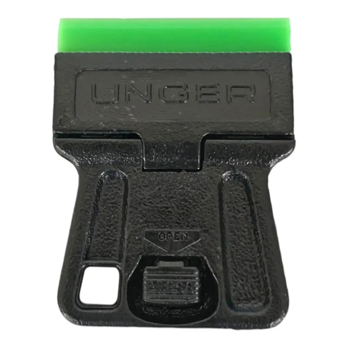 Unger green label minischaber mit schwarzem griff und hellgrüner plastikglasklinge für präzises reinigen
