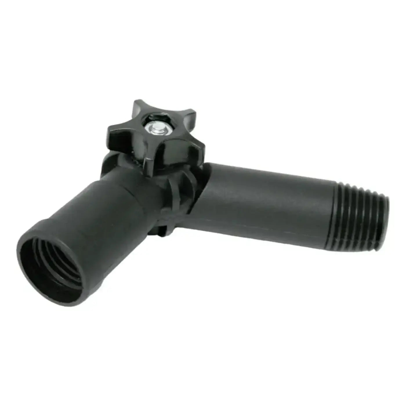 Schwarzer kunststoffrohrverbinder mit sternförmigem griff und gewindeenden unger hiflo multilink adapter ftgos