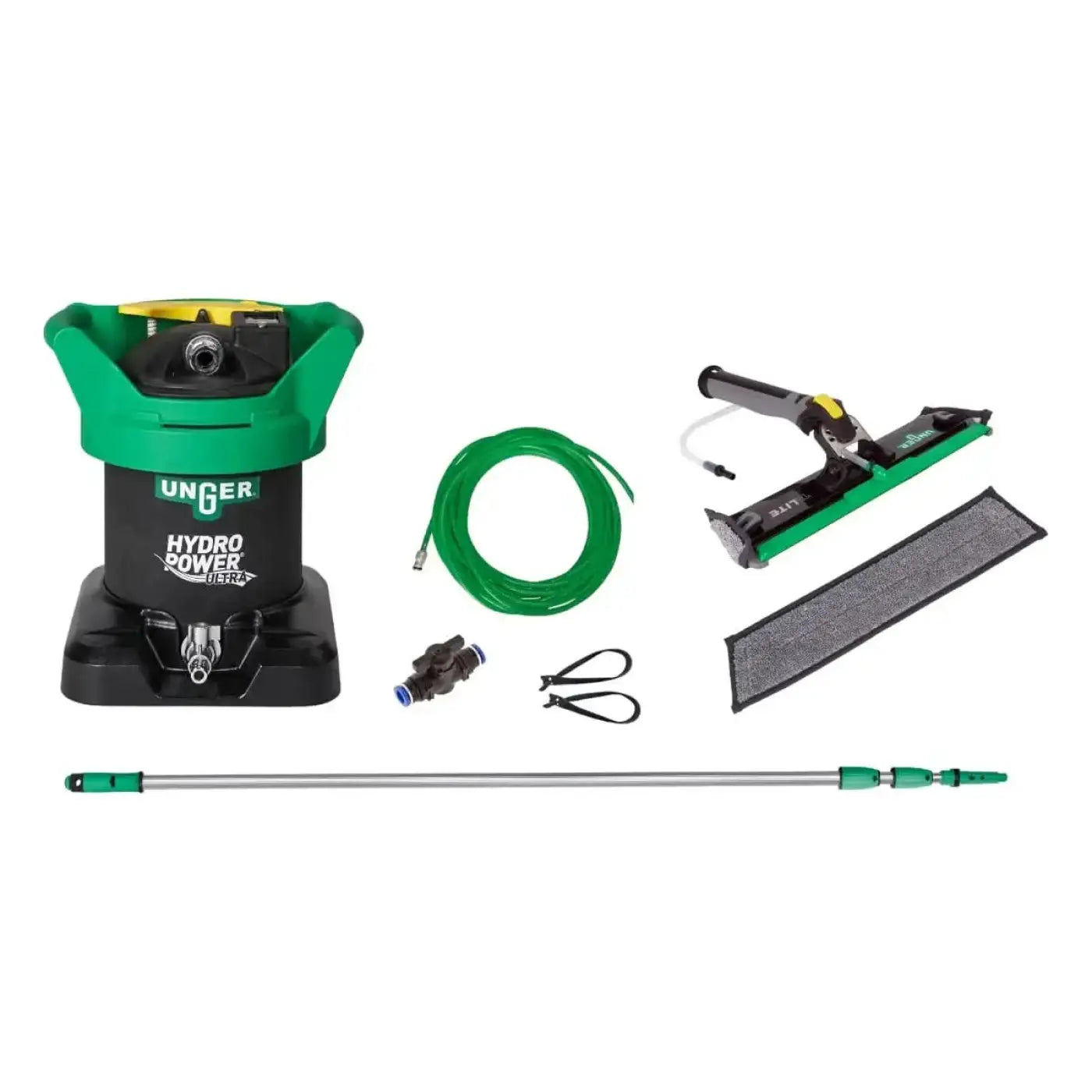Unger hydropower ultra s fensterreinigungsset mit grünem und schwarzem hydro power floor cleaning system und zubehör