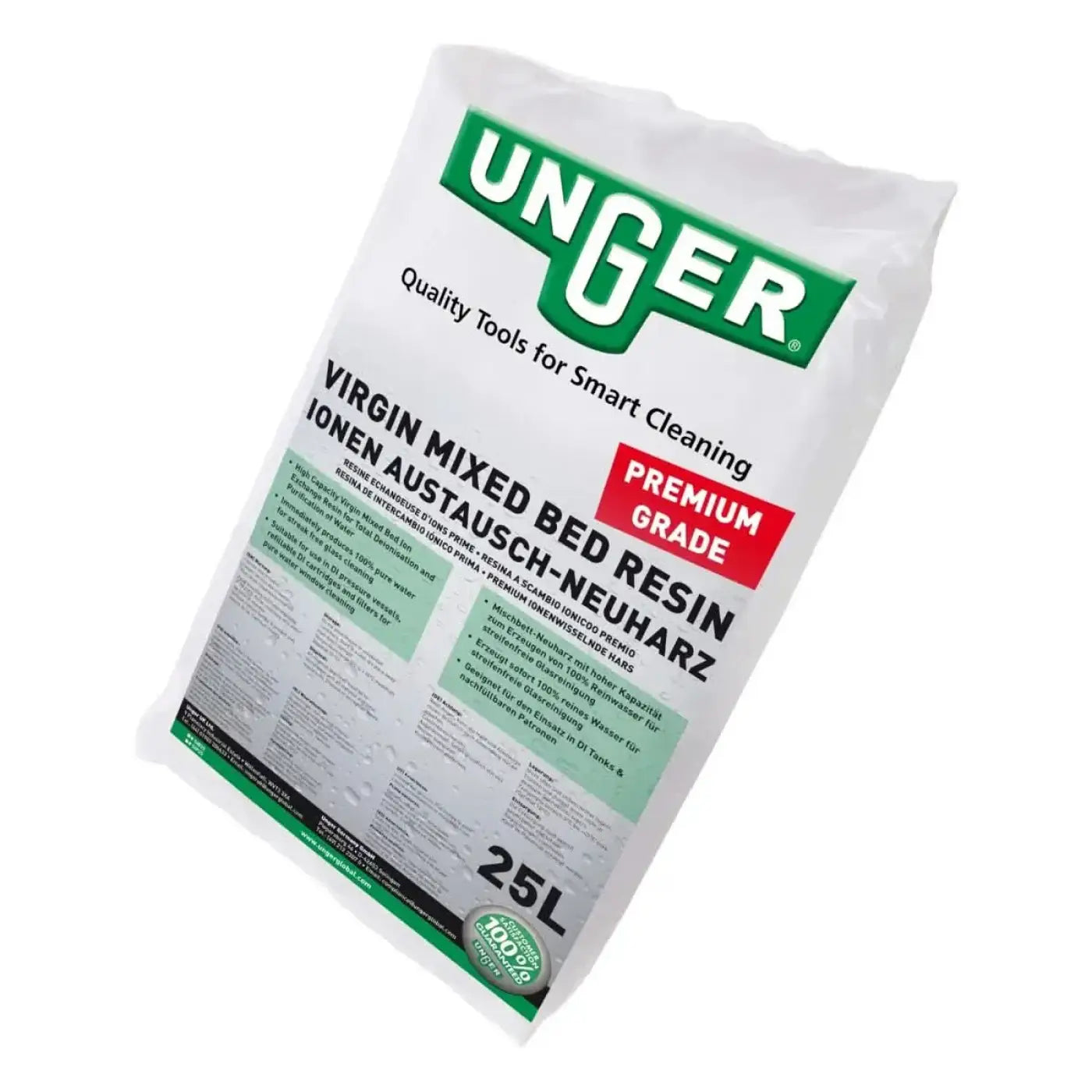 Weißer und grüner 25-liter unger premium ionenaustauschharz für smarte reinigung in gemischtem bett