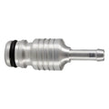 Silberner metallischer alu-gartenschlauchanschluss unger nlite mit schwarzer gummidichtung und geriffelter oberfläche