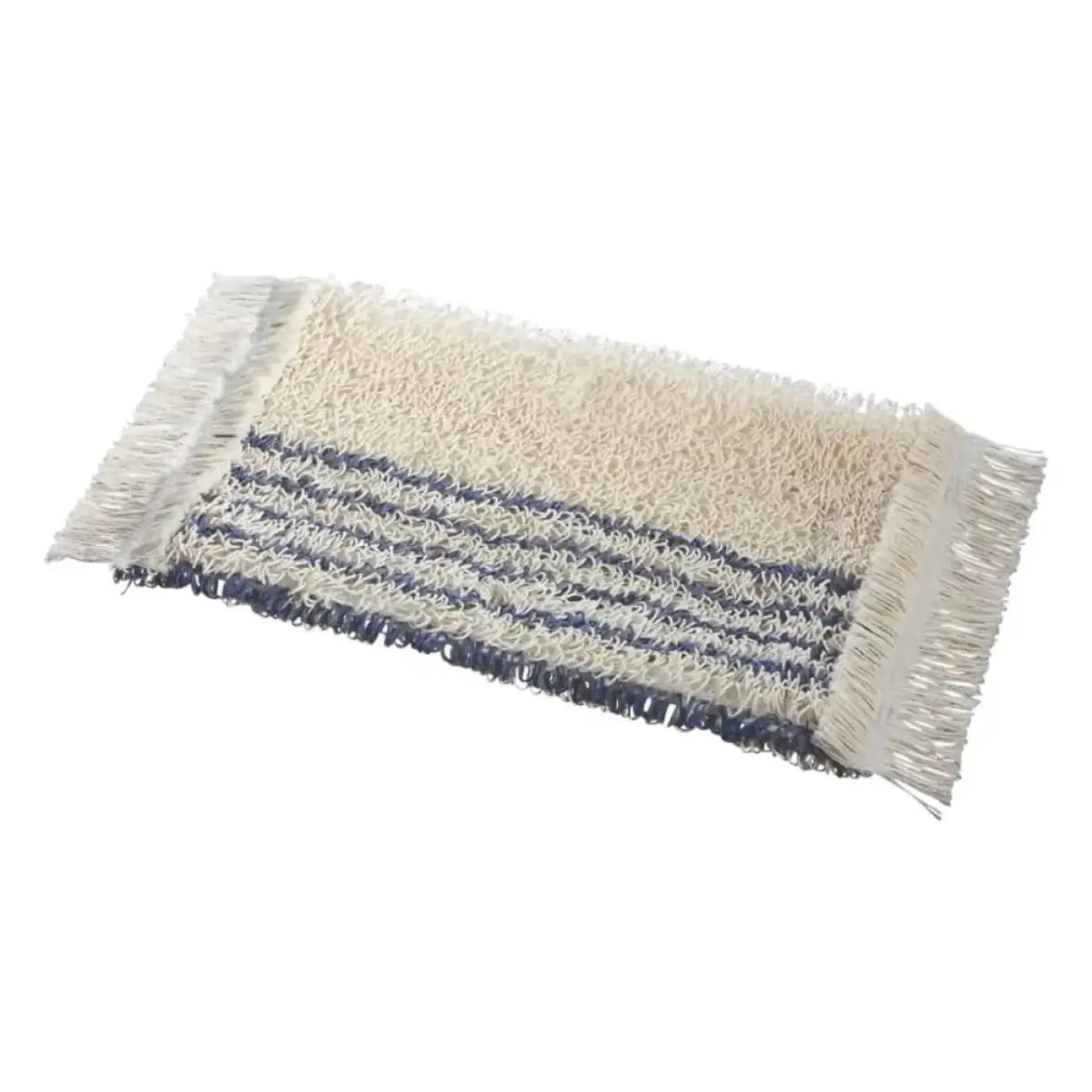 Creamfarbener badteppich mit navyblauen querstreifen und fransen passend zum vermop twixter classic wischmop 40cm