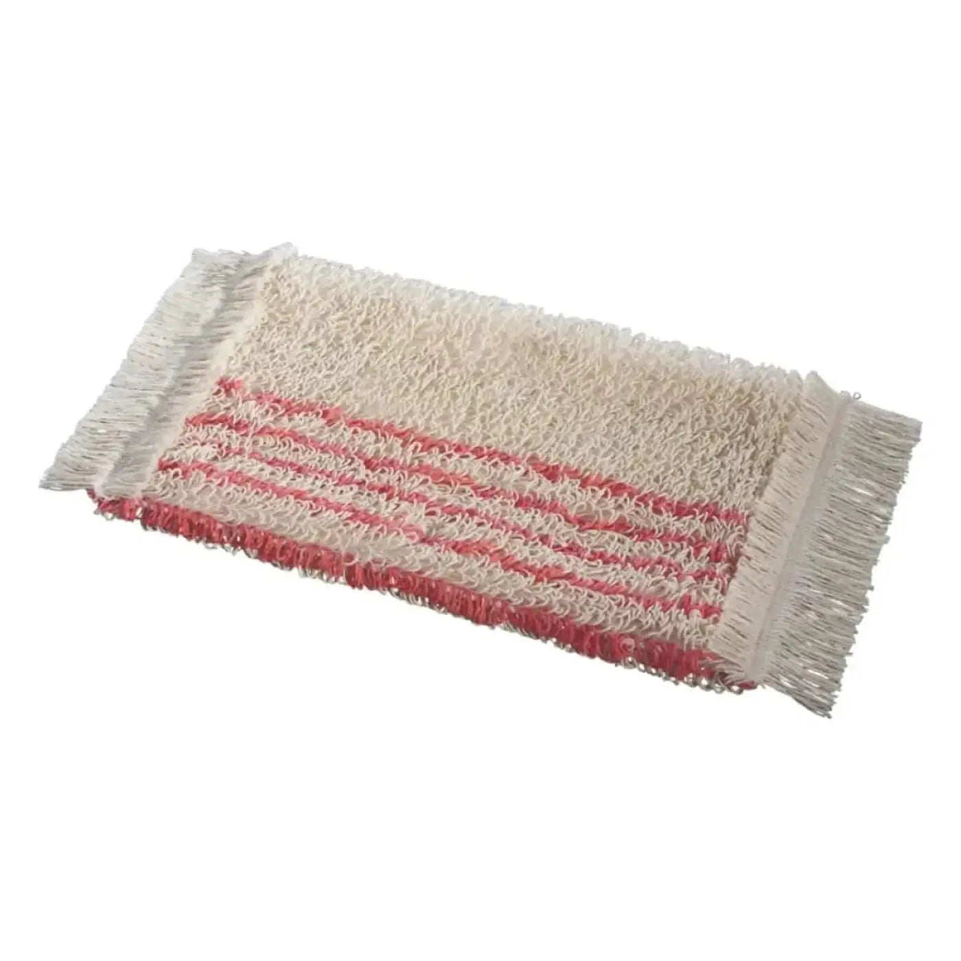 Creamfarbener badematte mit roten horizontalen streifen und fransen passend zum vermop twixter classic wischmop 40cm