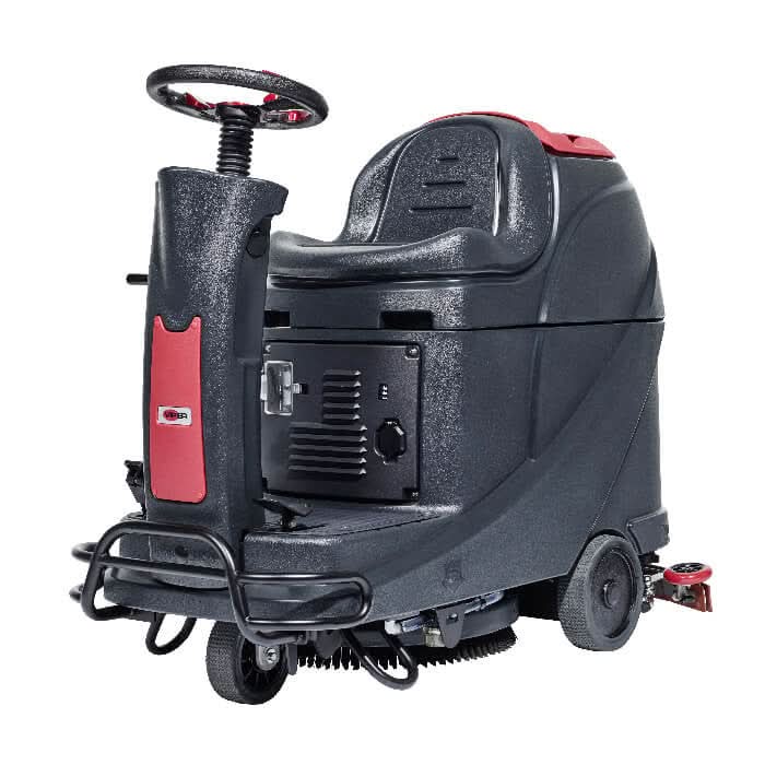 Schwarze und rote viper micro-aufsitz-scheuersaugmaschine as530r mit lenkrad für gewerbliche reinigungsaufgaben