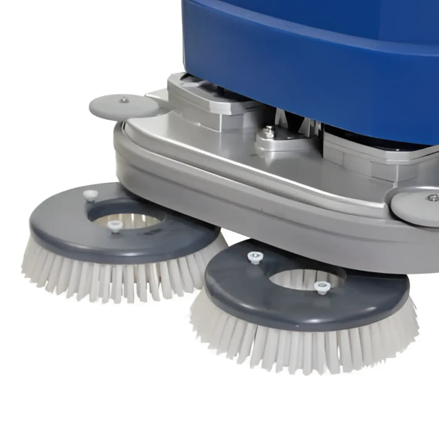 Nasse industrielle bodenreinigungsmaschine wetrok duomatic intense dosing in blau mit grauen borsten und metallteilen