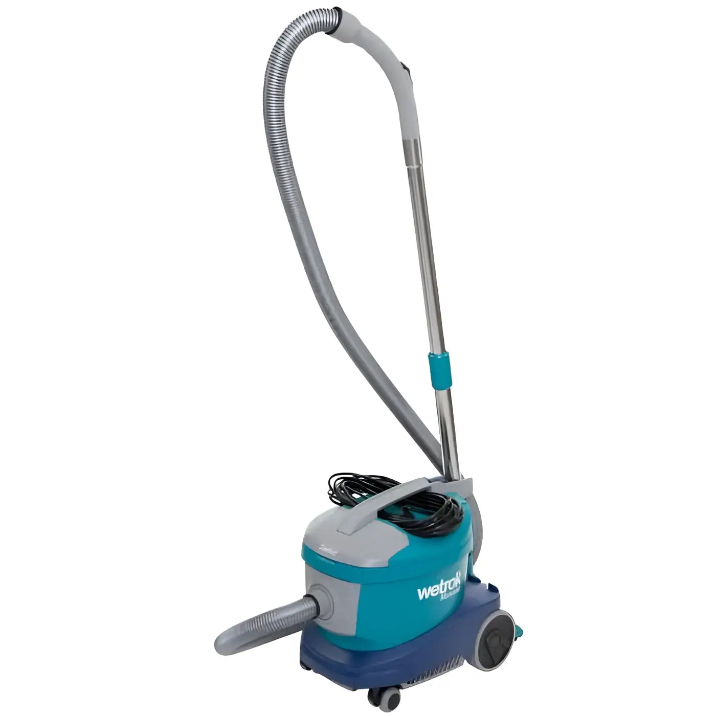 Teal und grauer wetrok monovac comfort 6 nasssauger mit flexiblem schlauch, metalgriff und rollenbasis