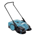 Blue und schwarze wetrok turbo sweep 77 plus elektrische kehrmaschine mit rotierenden bürsten